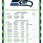 Printable 2018 2019 Seattle Seahawks Schedule