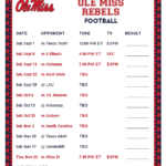 Printable 2018 Ole Miss Rebels Football Schedule