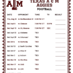 Printable 2018 Texas A M Aggies Football Schedule