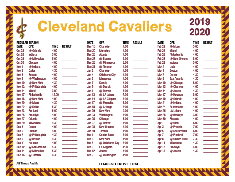 Cavs Printable Schedule 2021 FreePrintableTM com FreePrintableTM com