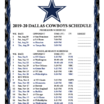 Printable 2019 2020 Dallas Cowboys Schedule