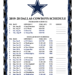 Printable 2019 2020 Dallas Cowboys Schedule