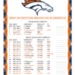 Printable 2019 2020 Denver Broncos Schedule