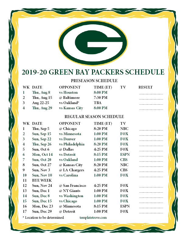 packer schedule 2022