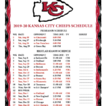 Printable 2019 2020 Kansas City Chiefs Schedule