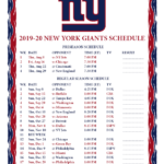 Printable 2019 2020 New York Giants Schedule