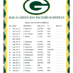 Printable 2020 2021 Green Bay Packers Schedule
