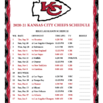 Printable 2020 2021 Kansas City Chiefs Schedule