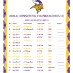 Printable 2020 2021 Minnesota Vikings Schedule