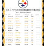 Printable 2020 2021 Pittsburgh Steelers Schedule