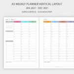 Printable A5 Hourly Weekly Planner 2021 Vertical Weekly