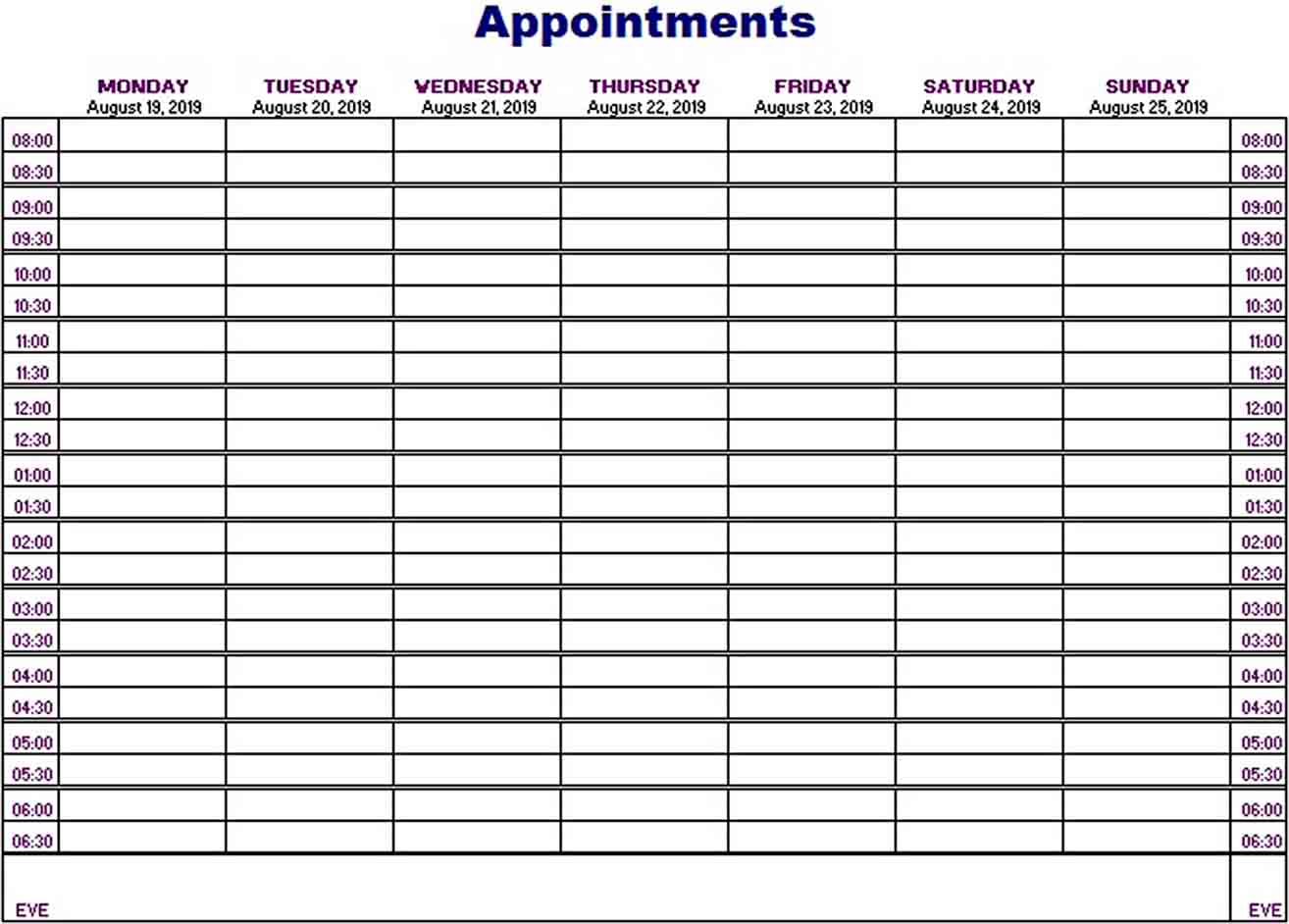 Printable Appointment Schedule Think Moldova