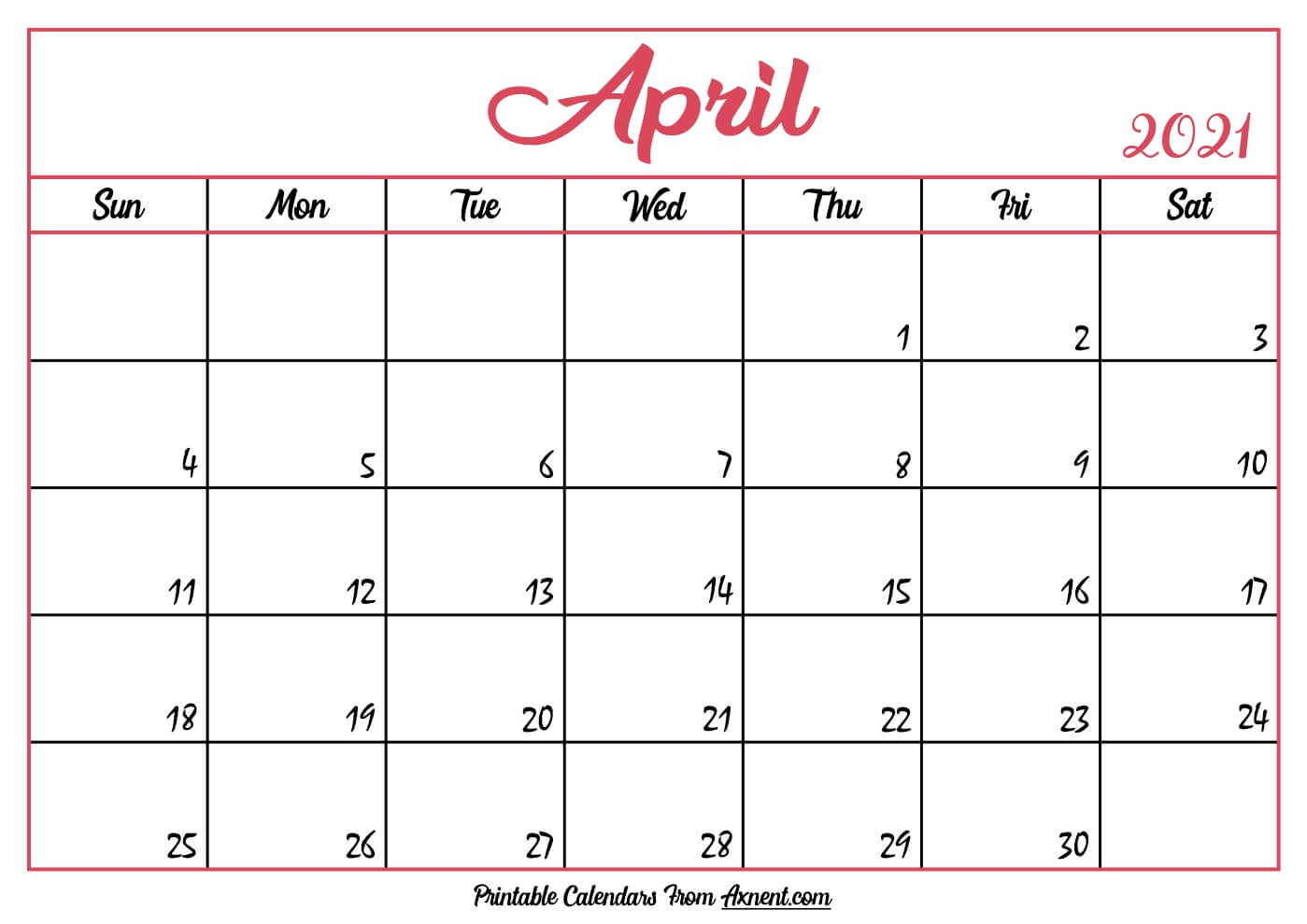 Printable April 2025 Calendar Template Print Now