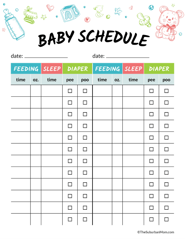 Printable Baby Schedule Chart Baby Schedule Baby 