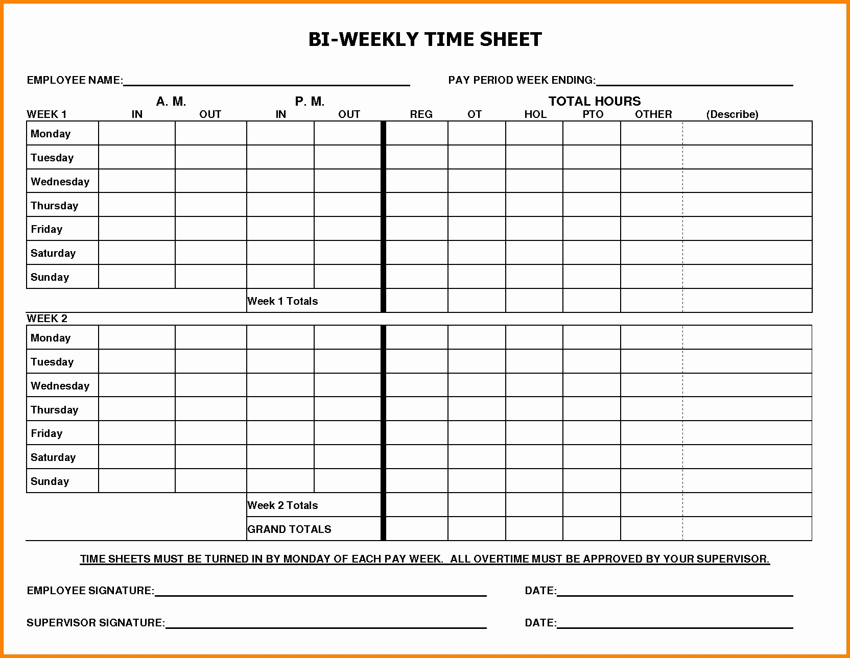 Printable Blank Bi Weekly Employee Schedule Free 