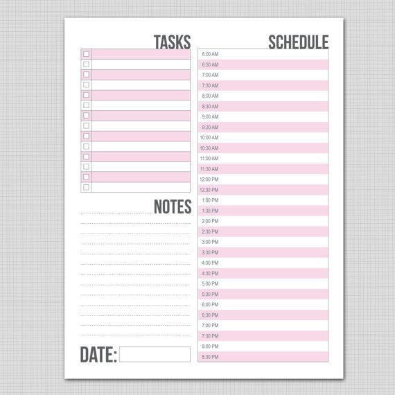 Printable Daily Schedule Task List Templates