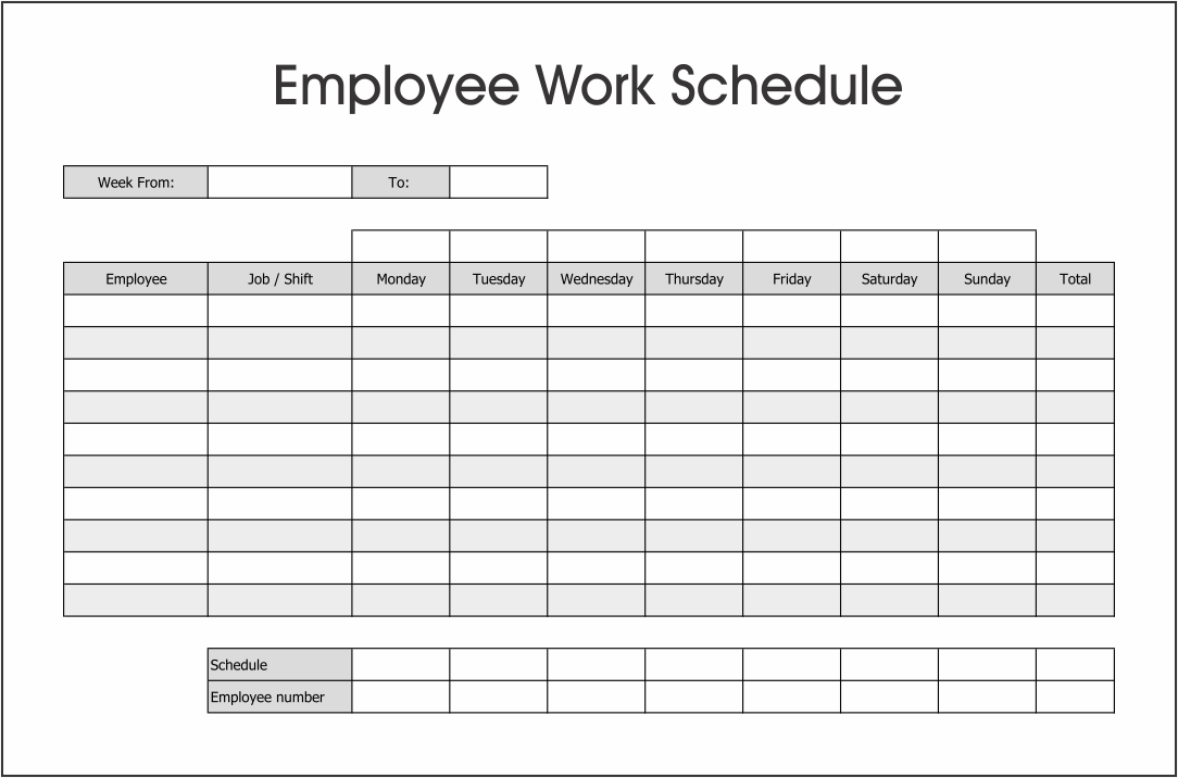 Printable Employee Work Schedule Template In 2020 