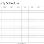 Printable Hourly Schedule Template For Students Weekly