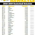 Printable Iowa Hawkeyes Basketball Schedule Basketball