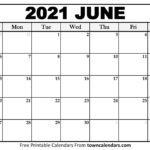 Printable June 2021 Calendar Towncalendars