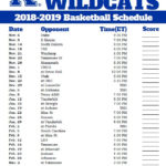 Printable Kentucky Wildcats Basketball Schedule Wildcats