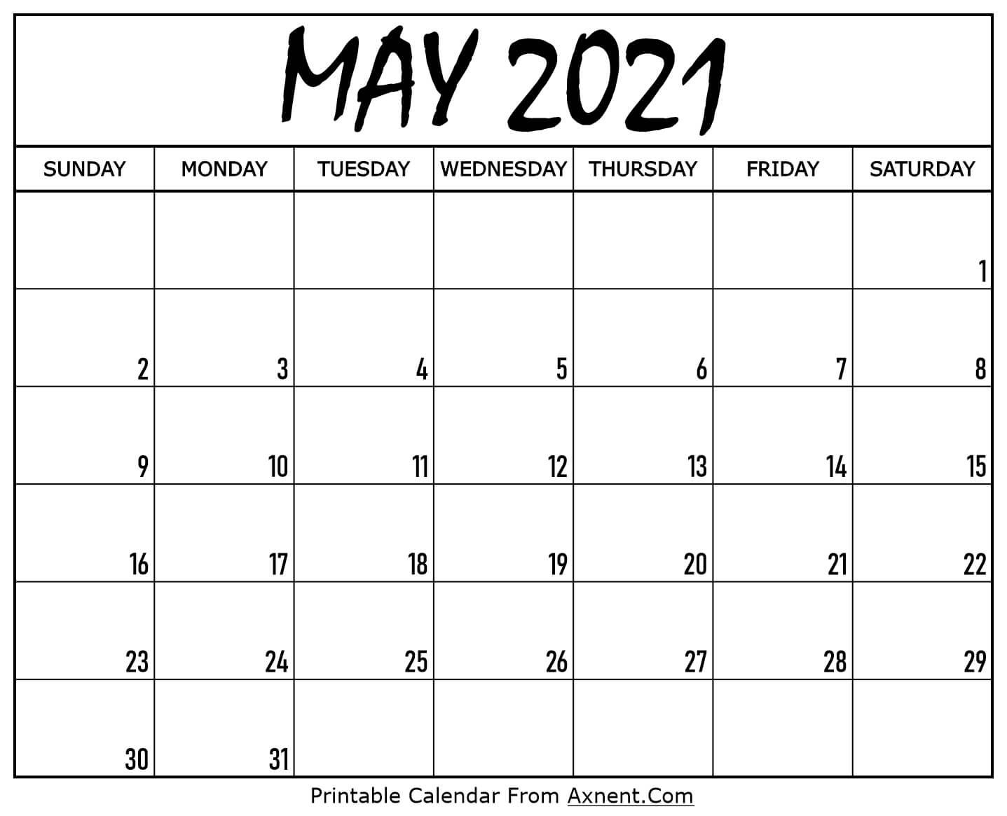 Printable May 2025 Calendar Template Print Now