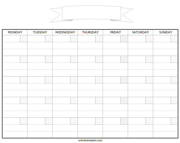 Printable Monthly Schedule Template Planner Calendar 