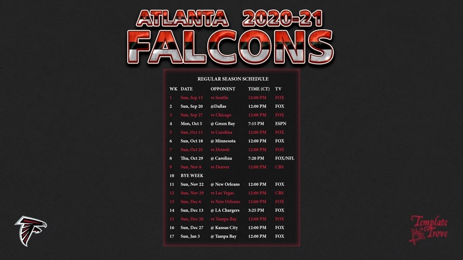 Printable Nfl Schedule 2021 Season Calendar Template 