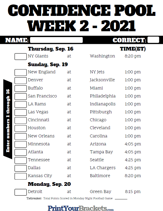 Printable Nfl Week 2 Schedule That Are Priceless Roy Blog