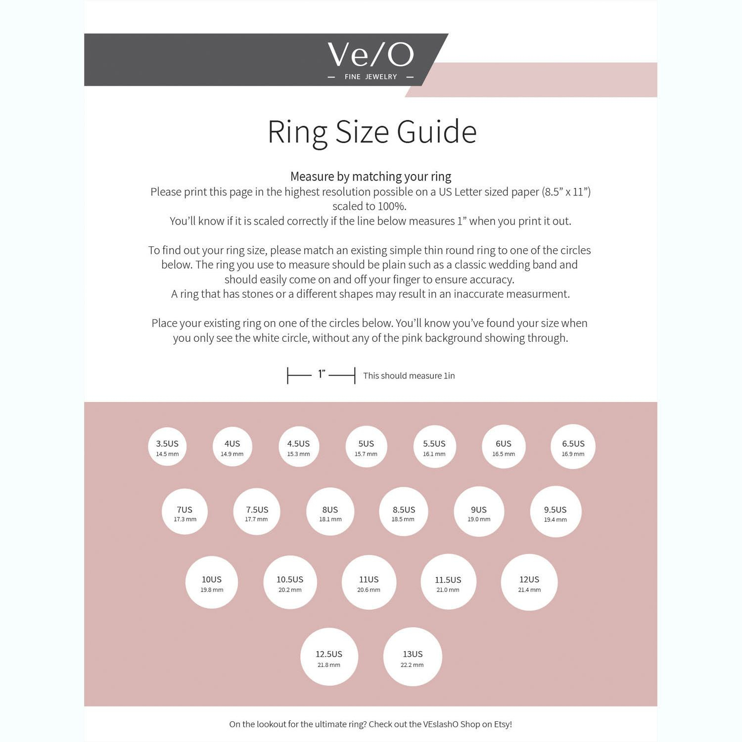 Printable Ring Sizer Find Your Ring Size Etsy 