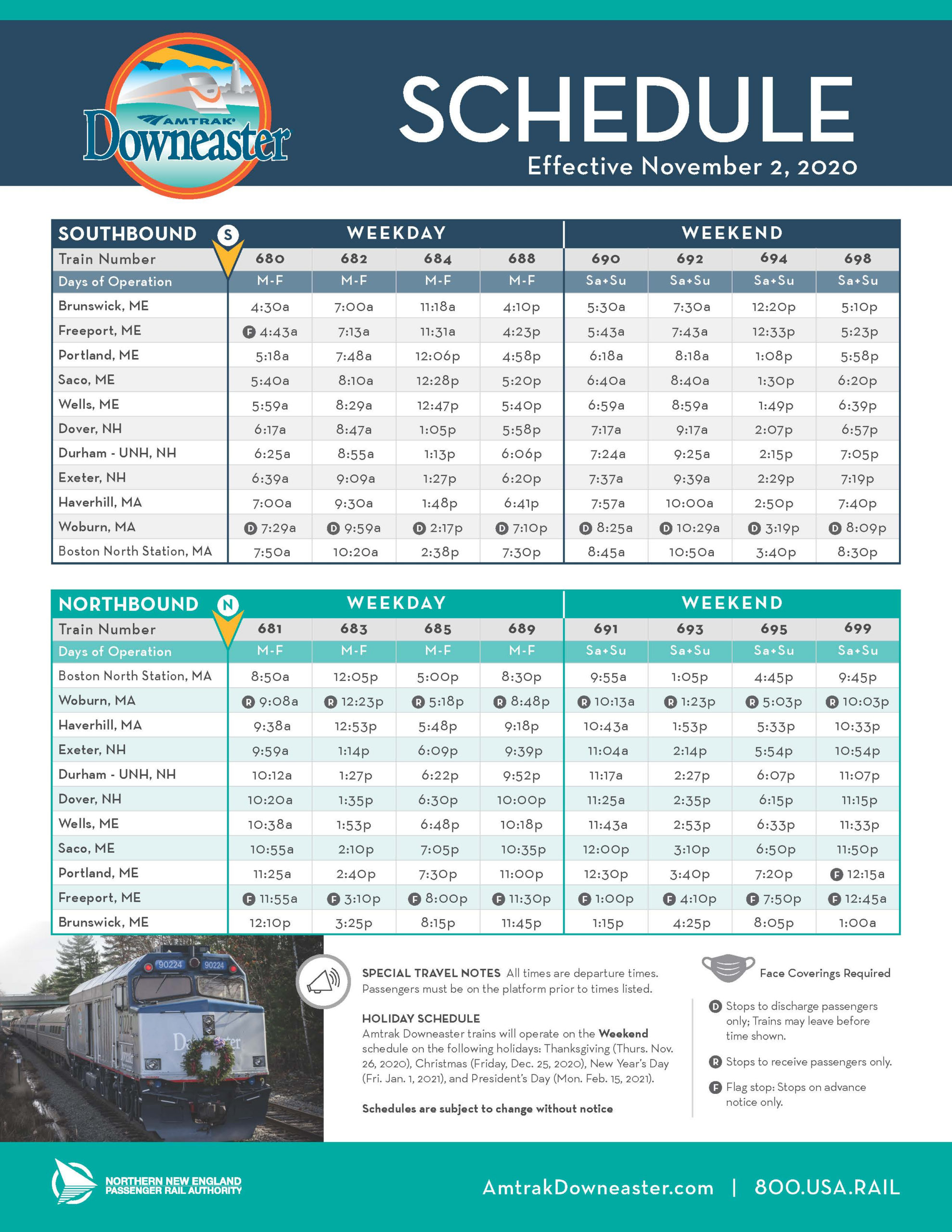 Printable Amtrak Schedule - FreePrintableTM.com | FreePrintableTM.com