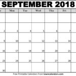 Printable September 2018 Calendar Towncalendars