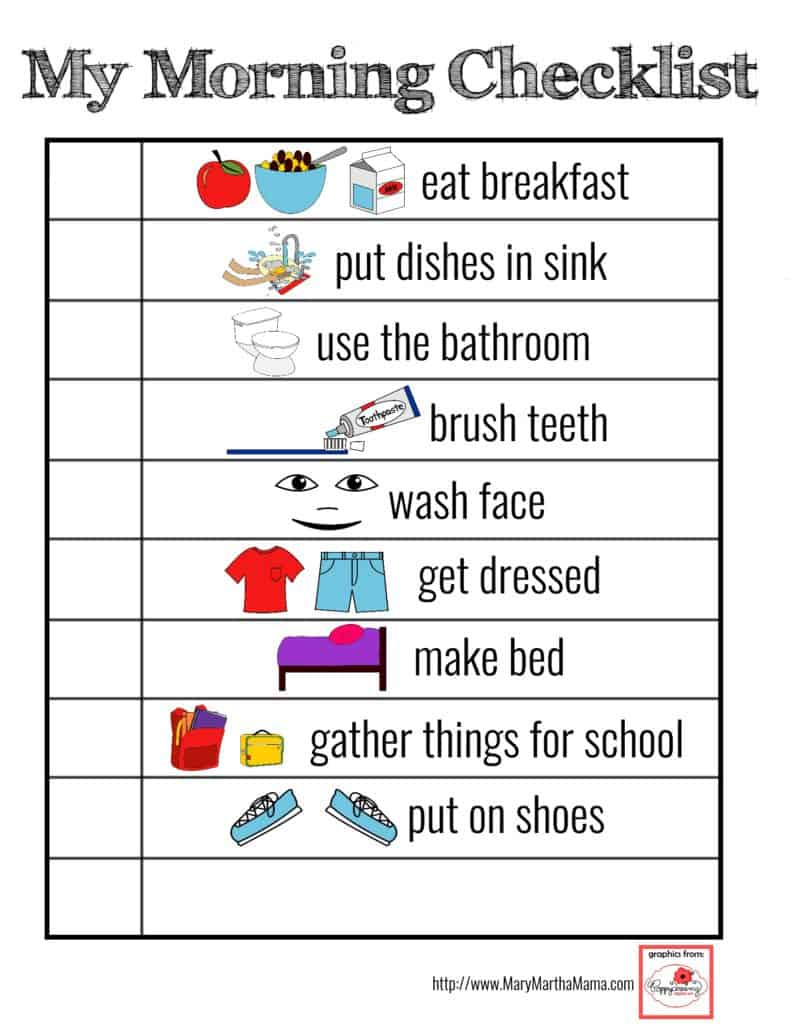 Printable Visual Schedule for Smoother Mornings Mary