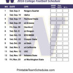Printable Washington Huskies Football Schedule 2016
