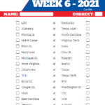 Printable Week 6 College Football Pick Em Sheets 2021