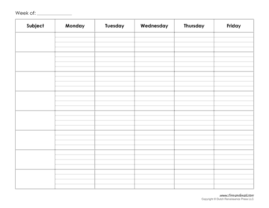 Printable Weekly Schedule Template Free Blank PDF 