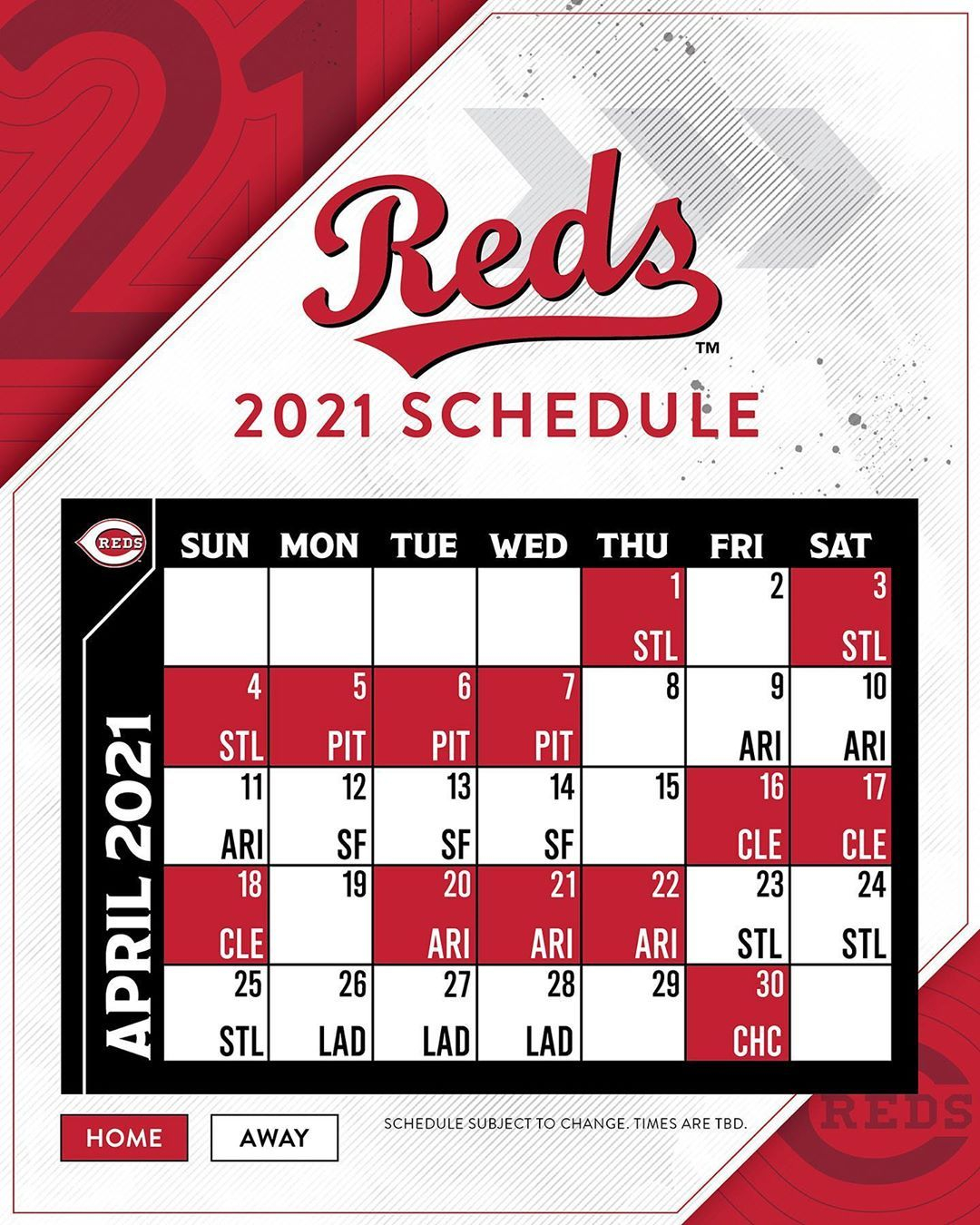 Reds Schedule 2021 Calendar 2021 Calendar