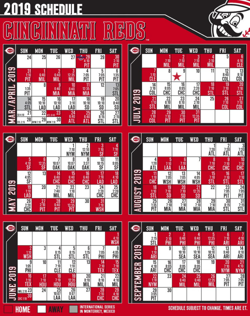 Printable Reds Schedule