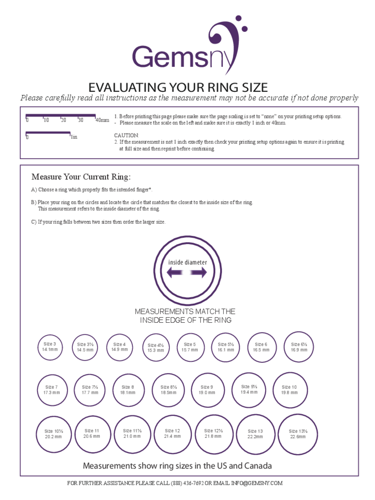 Ring Size Chart 7 Free Templates In PDF Word Excel 