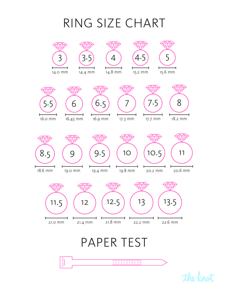 Ring Size Chart How To Measure Ring Size Printable Ring