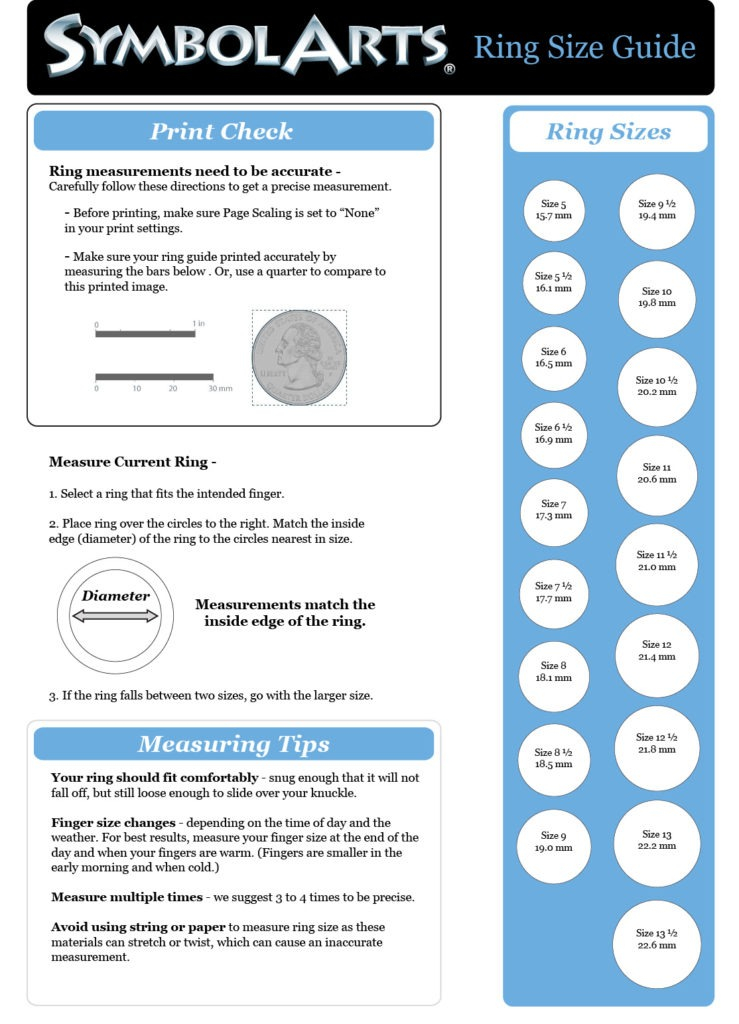 Ring Sizing Guide SymbolArts SymbolArts