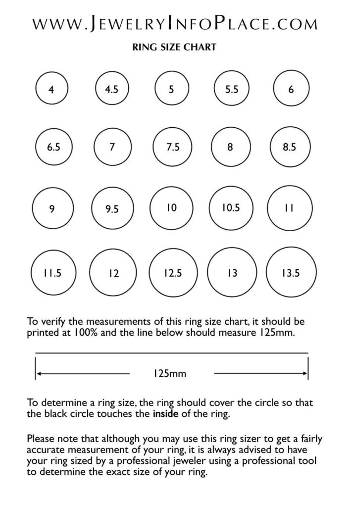 Ring Sizing Template Williamson Ga Us