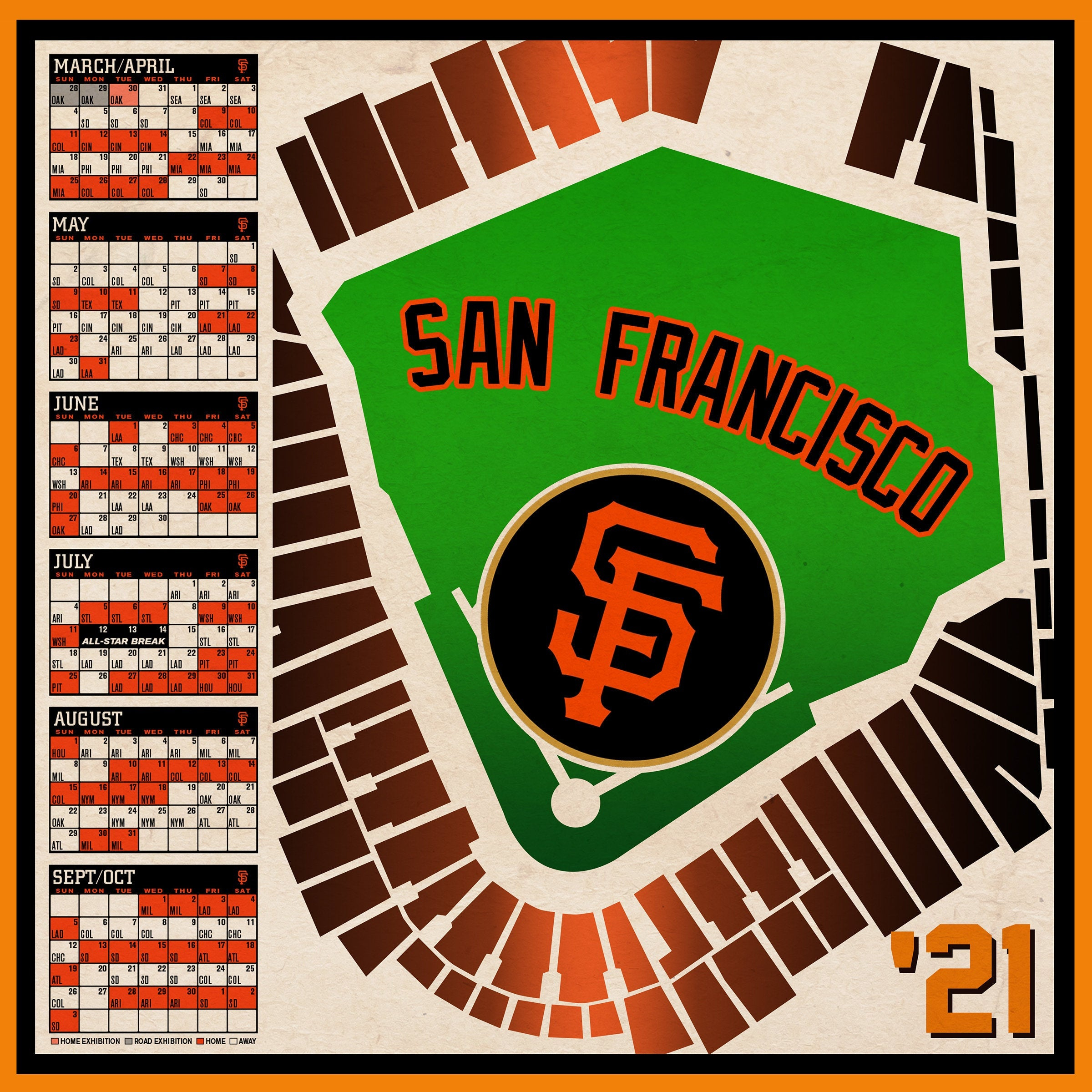 San Francisco Giants 2025 Schedule Print Etsy