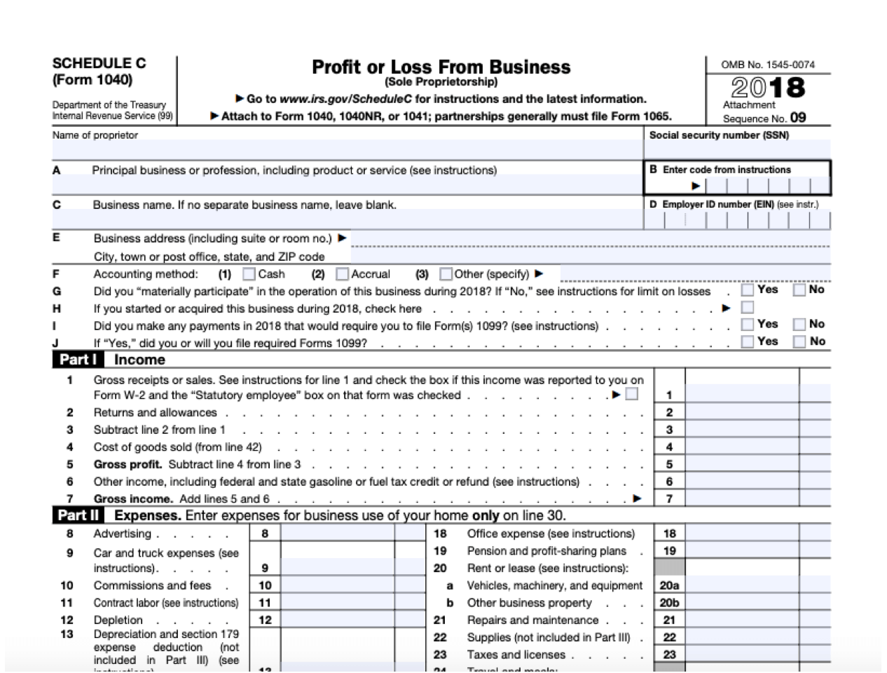 Schedule C Instructions with FAQs 