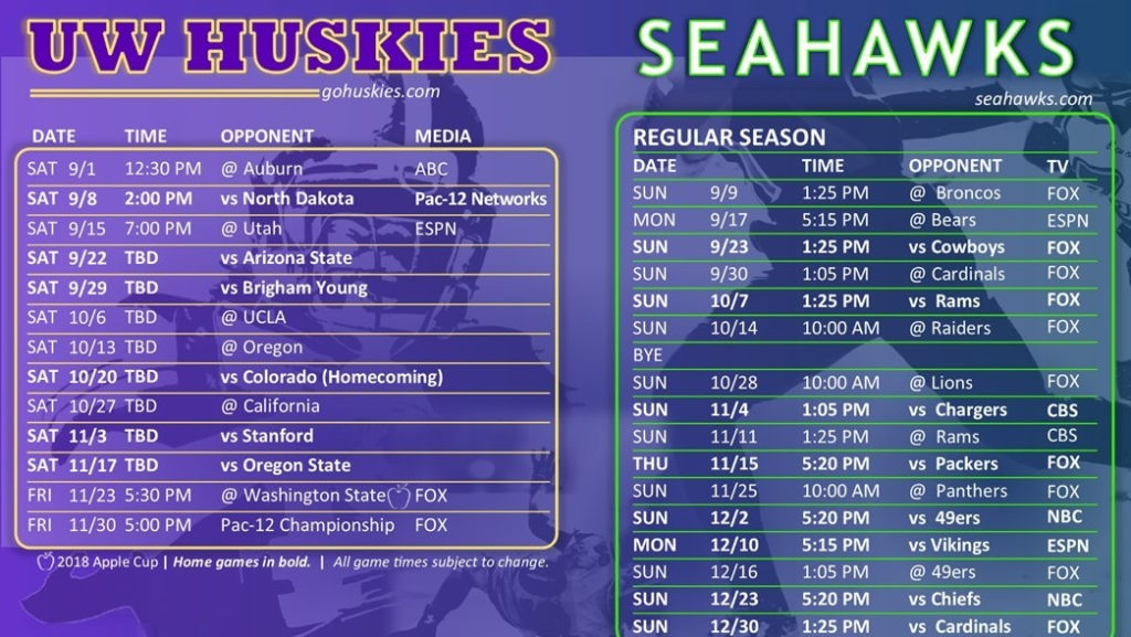 Washington Huskies Football Printable Schedule 2021 FreePrintableTM