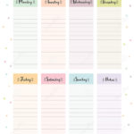 Simple Colorful Weekly Planner Printable Vector Schedule