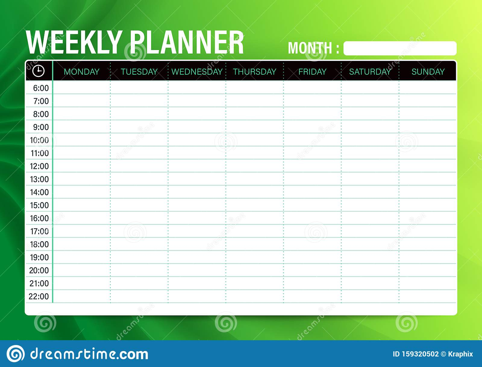 Simple Weekly Schedule Planner Template Stock Vector 