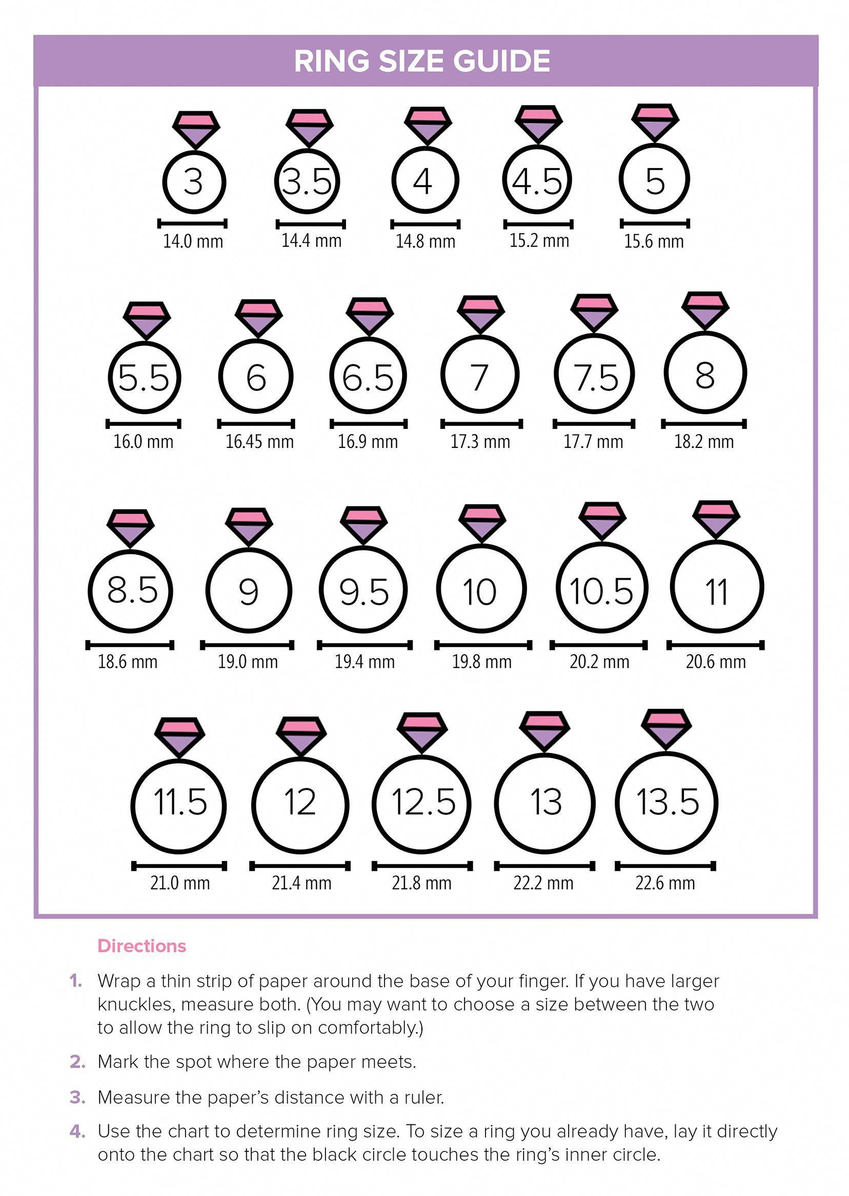 Ring Size Women 7 5 Conversion Chart