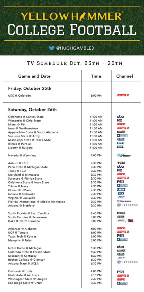 Printable College Football Schedules - FreePrintableTM.com