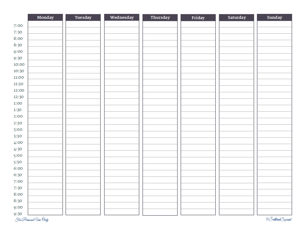 Time Block Schedule Template Printable Schedule Template